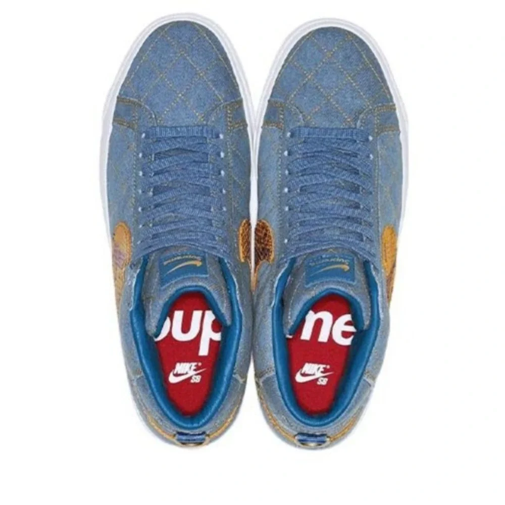 Supreme x Nike SB Zoom Blazer Mid QS Denim Snakeskin Size 8.5 US / UK 7.5 / NIB